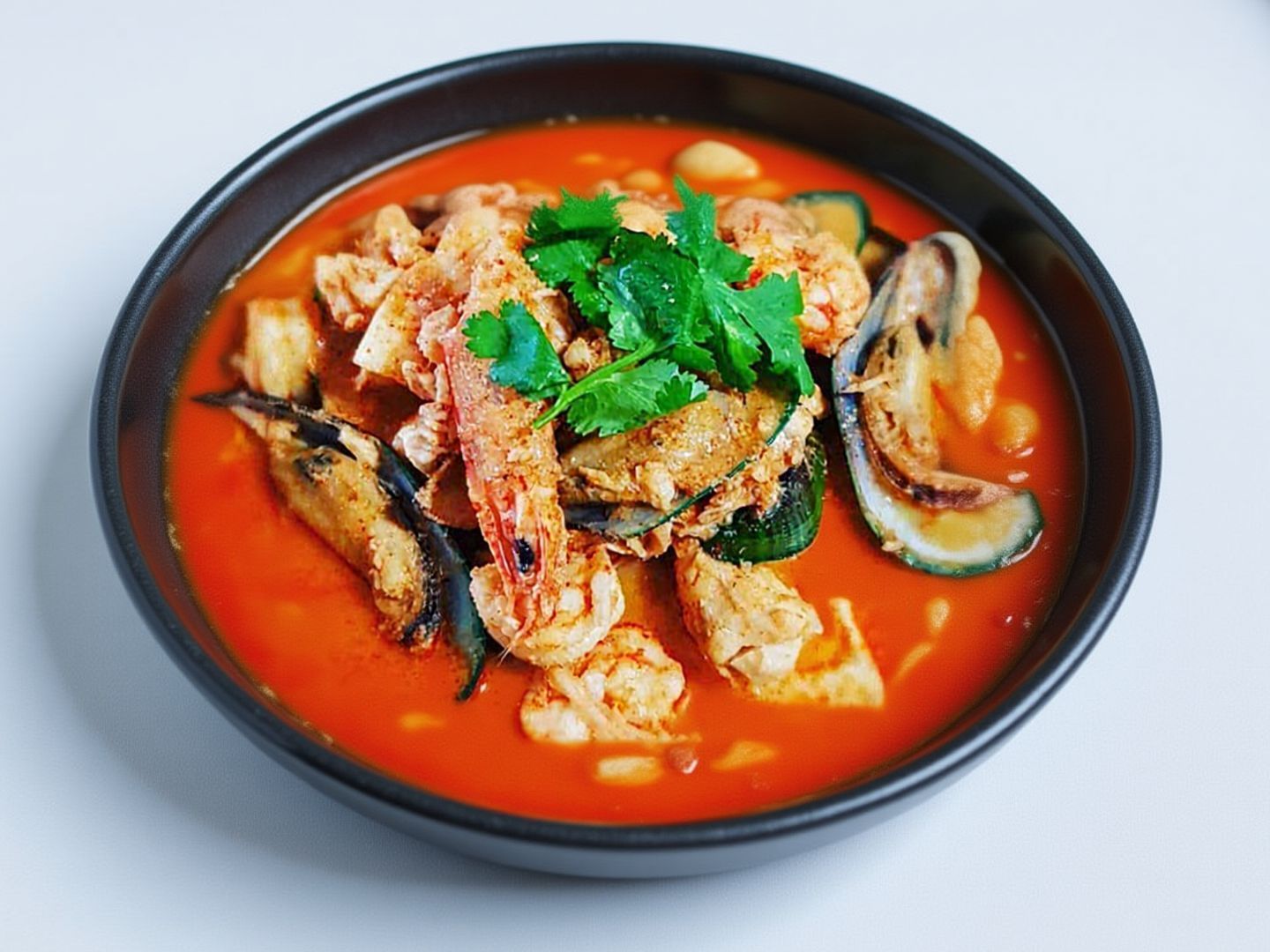 Seafood with red curry