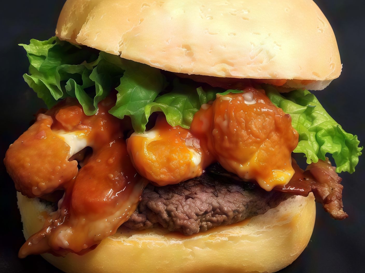 Beef Burger With Mozzarella Cheese Fingers Sandwich