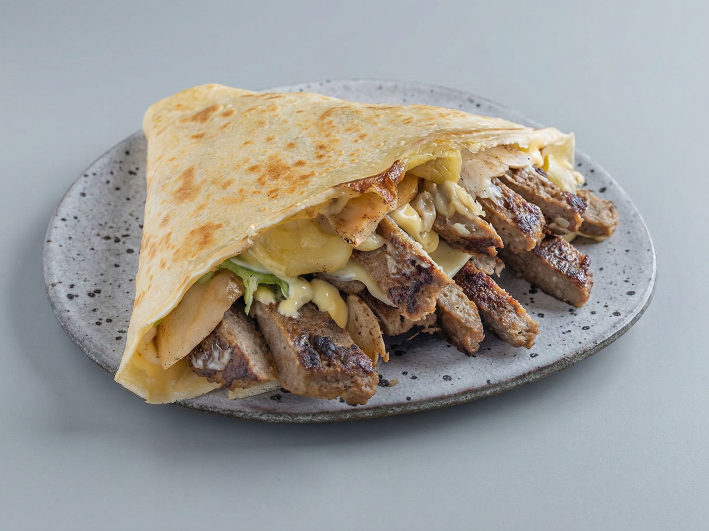 Burger And Mushroom Crepe