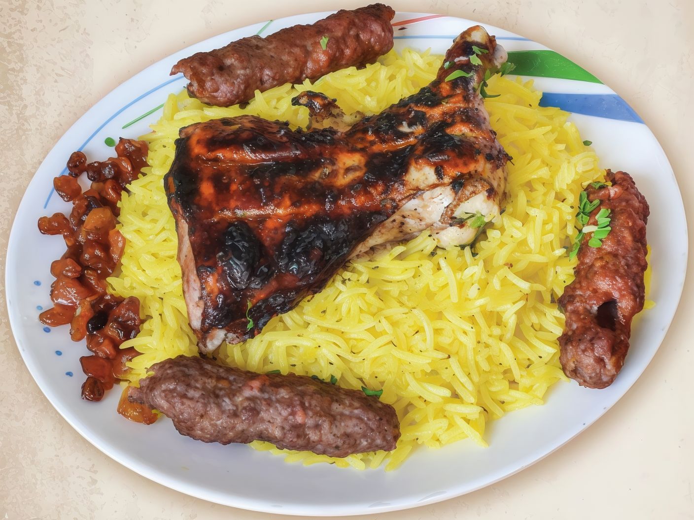 Quarter Chicken Thigh With Kofta Meal