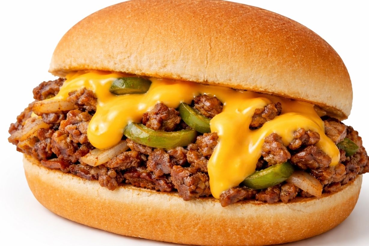 Cheese Whiz Philly Cheese Steak Sandwich