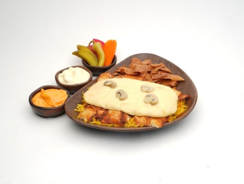 Chicken Shawarma Fatteh with Mozzarella + Mushroom