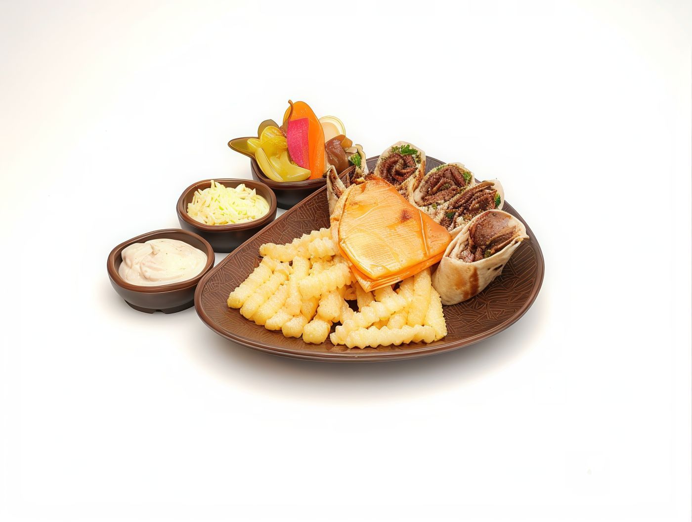 Egyptian Arabic Meat Shawarma Meal with Smoked Vegetables