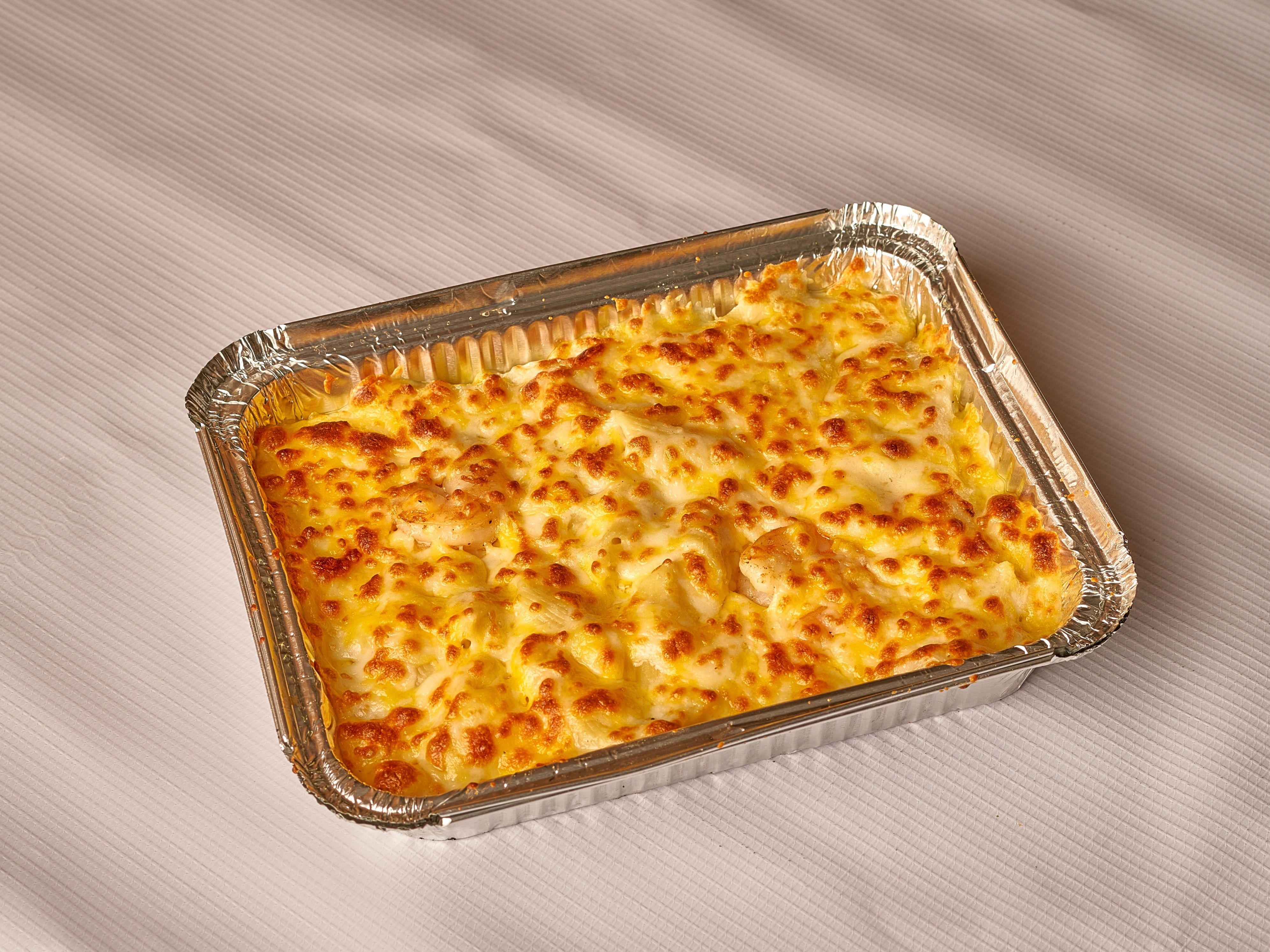 Shrimp Pasta Casserole with Mixed Cheese