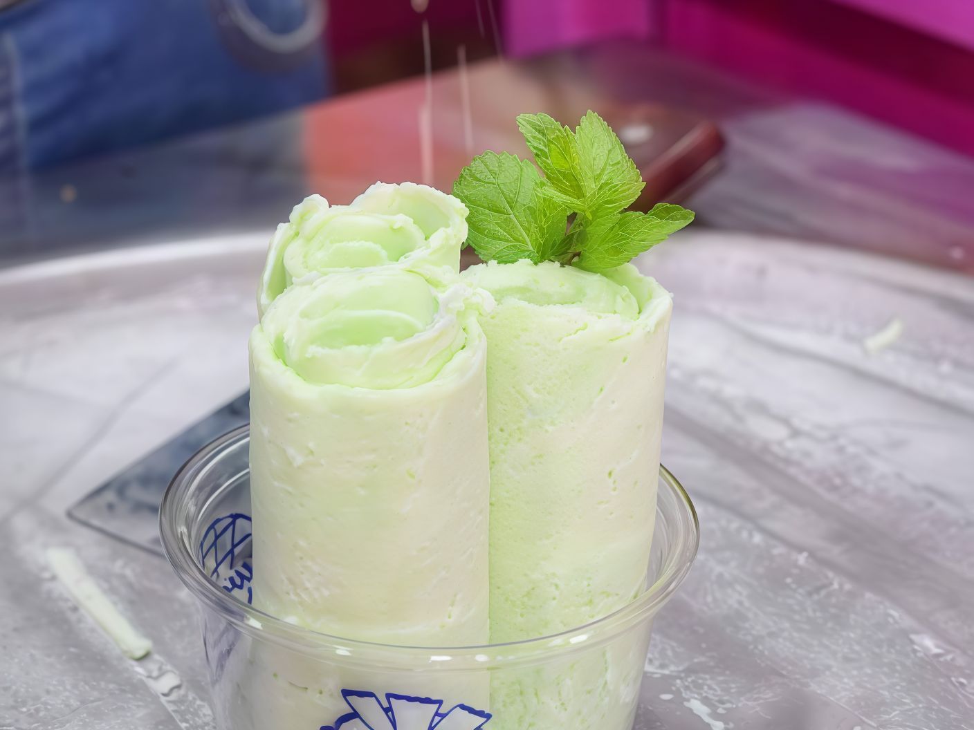 Lemon Mint Rolled Ice Cream