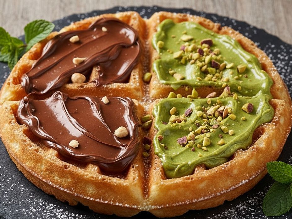 Half Pistachio, Half Chocolate Waffle
