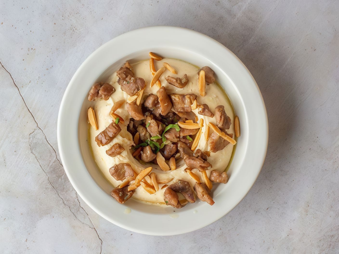 Hommos With Meat And Pine Nut