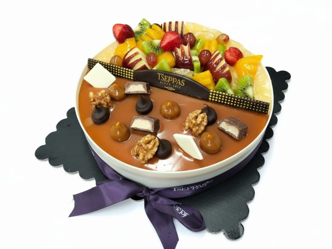 Half fruits and half crameleto Torte