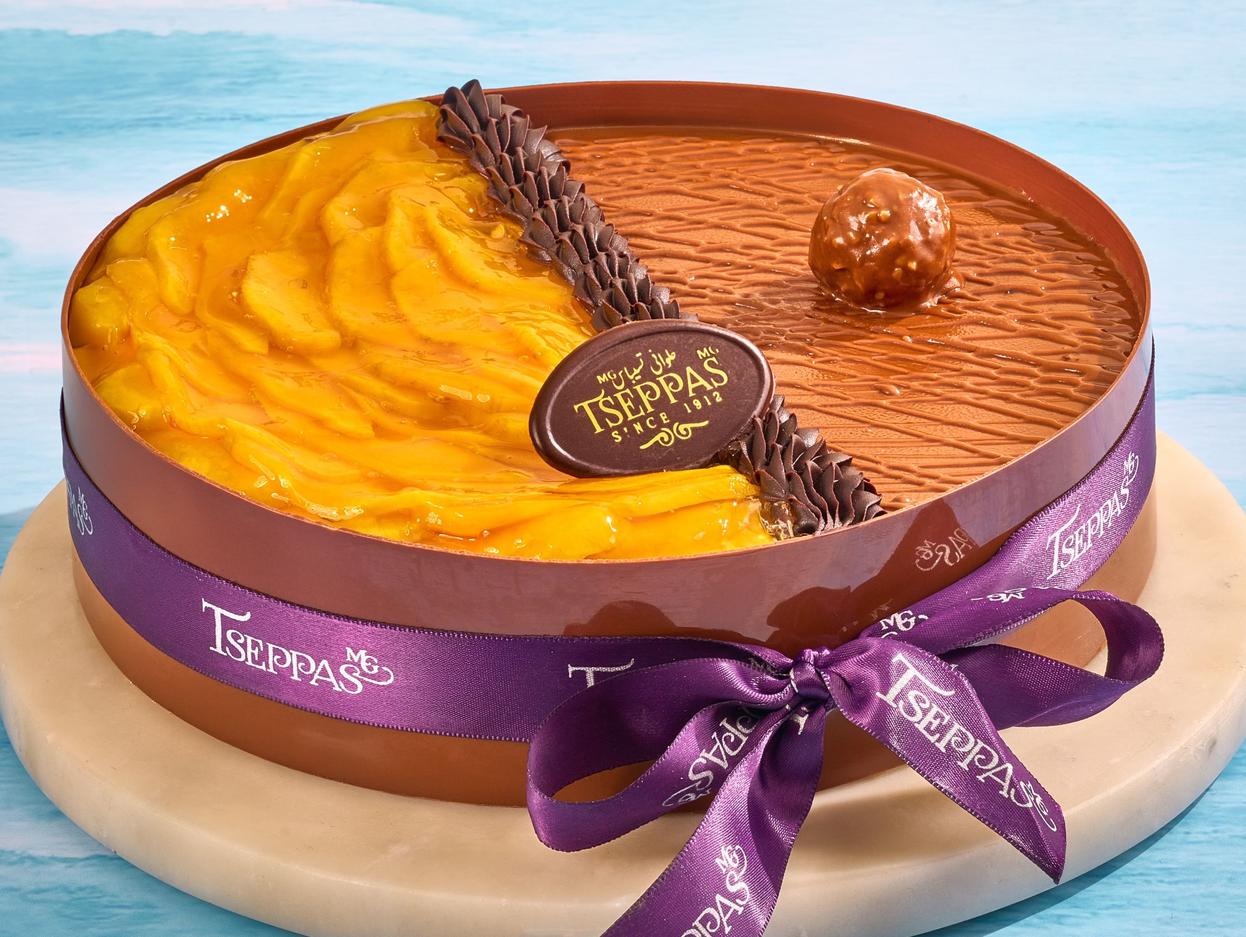 Half Mango & Half Ferrero Rocher Round torte