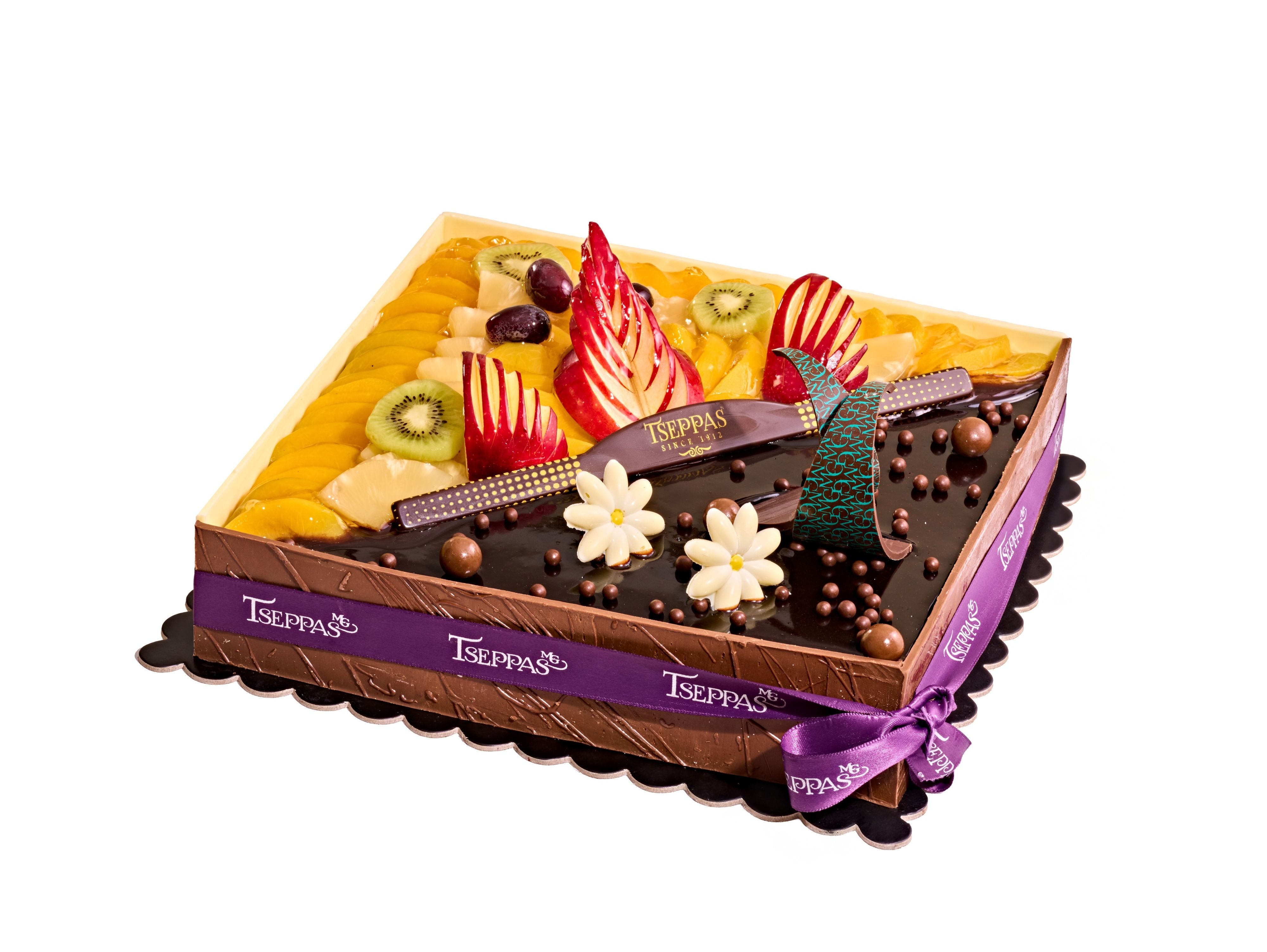 Half Chocolate And Half Fruits Torte (30cm X 30cm)