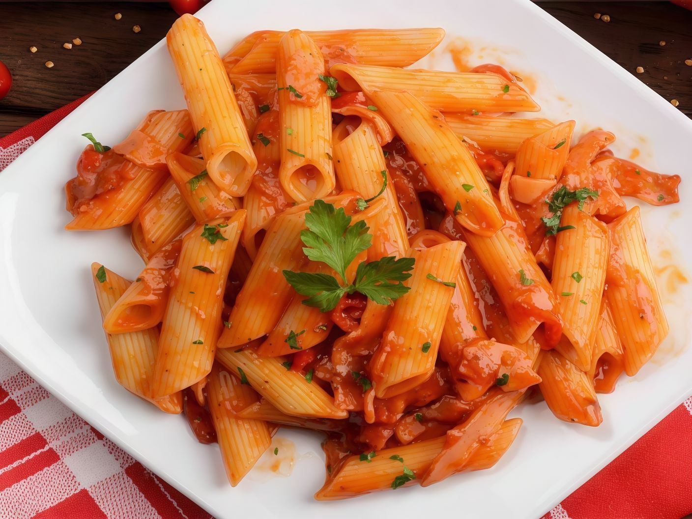Red sauce pasta tray
