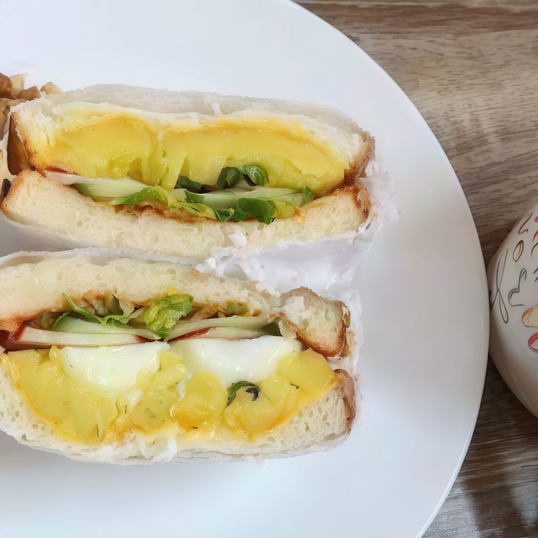Potato and boiled egg sandwich