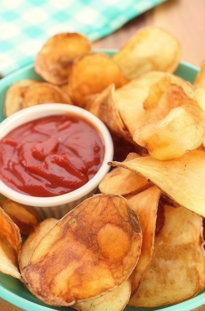 Chips sandwich with ketchup and mayonnaise