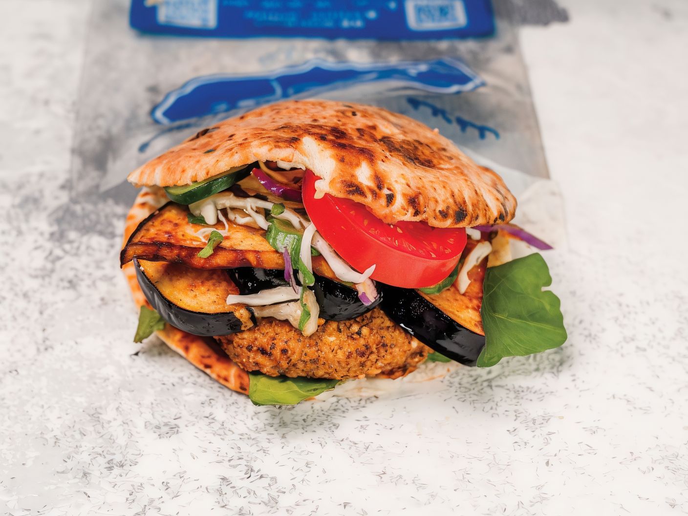 Falafel With Eggplant Sandwich