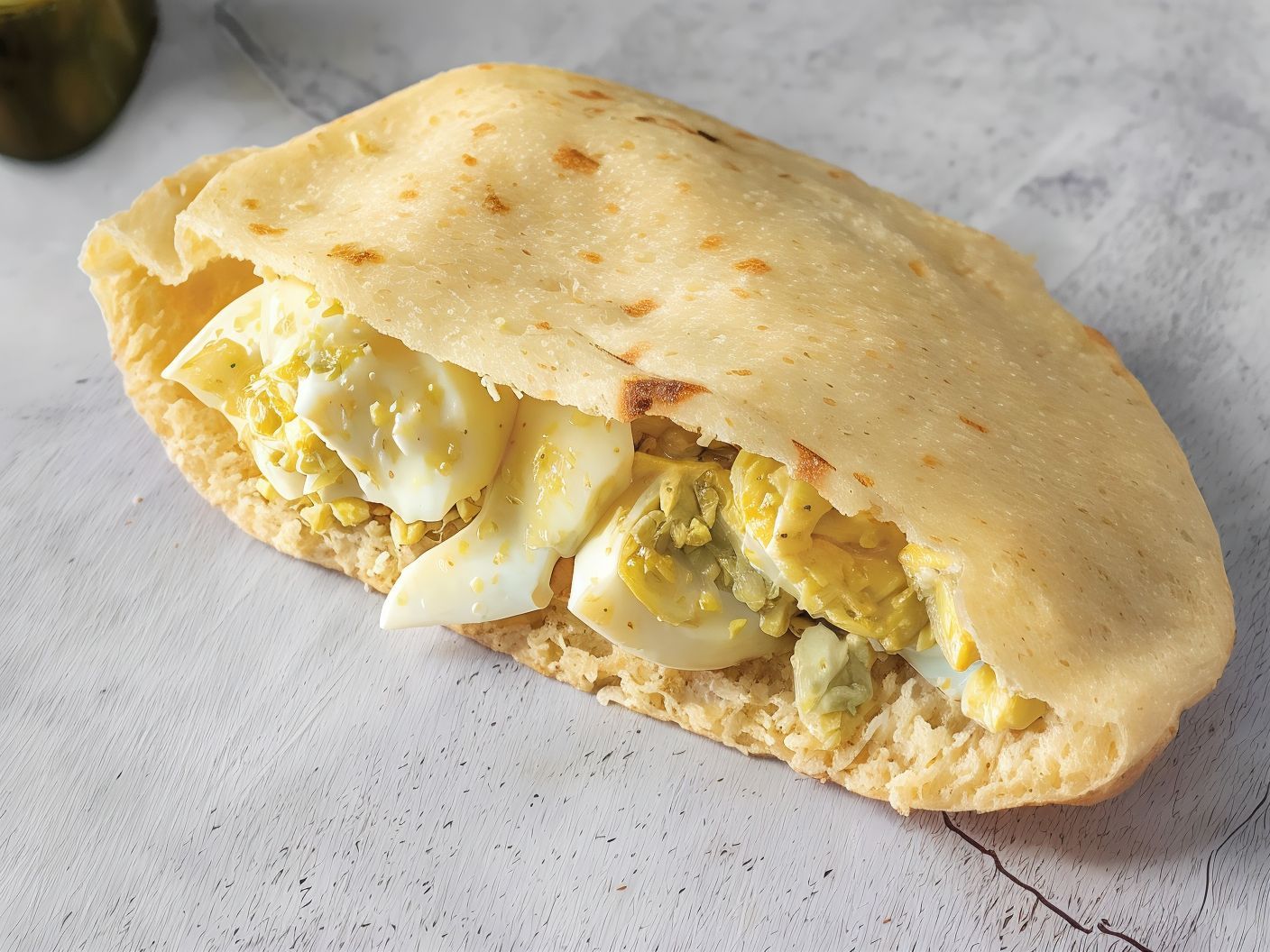 Boiled Egg Sandwich with Salad and Tahini