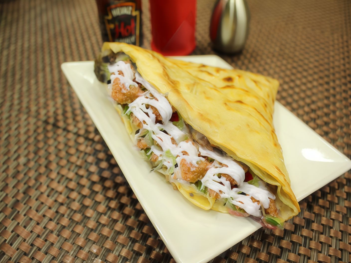 Crispy Chicken With Sausage Crepe