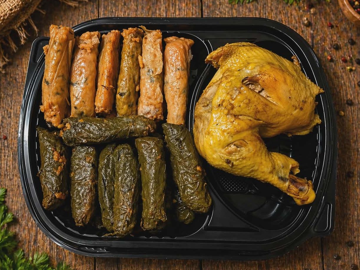Mahshi mix vegetables and roasted chicken thigh