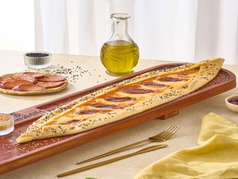 Cheese and sausage pide