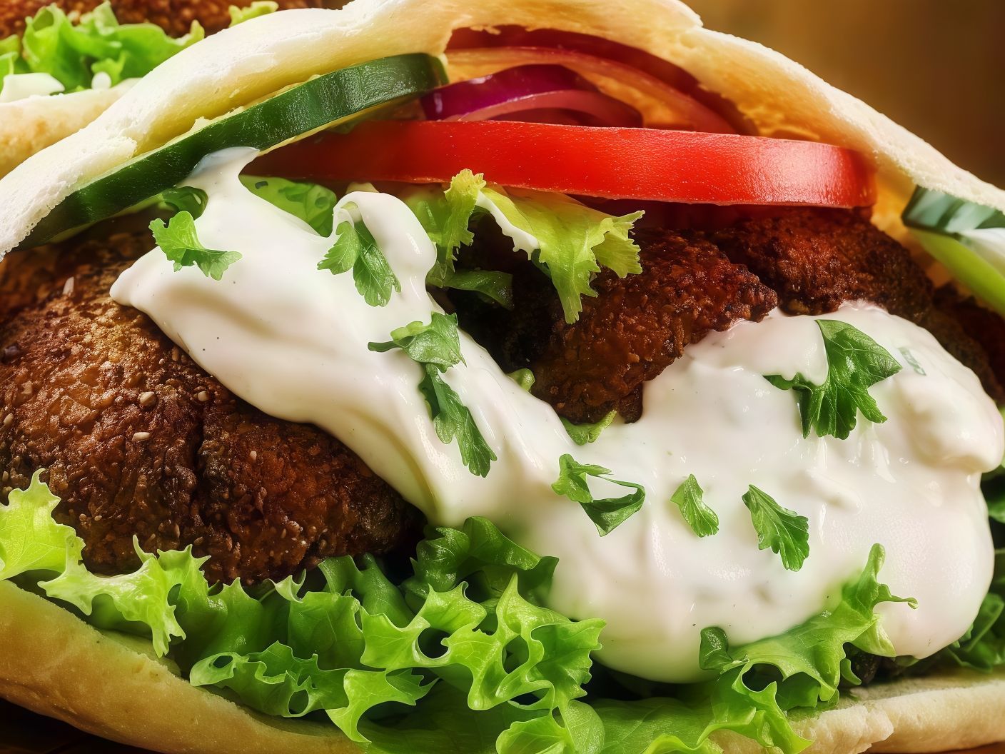 Mushroom sandwich with falafel