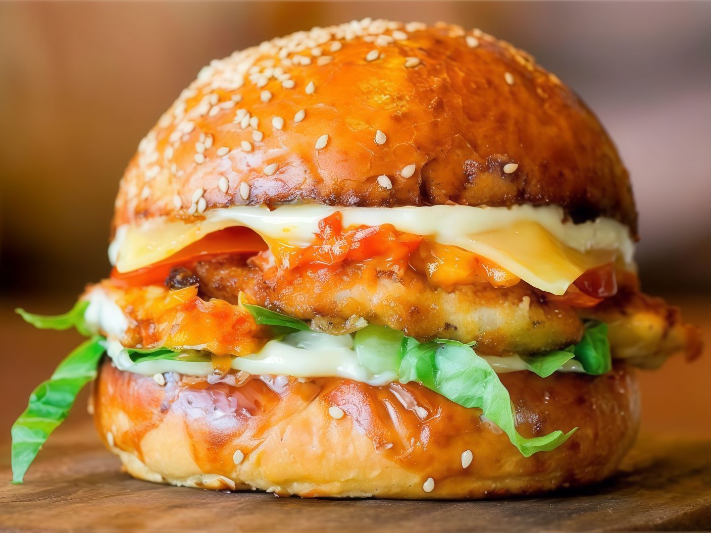 Chicken Burger Sandwich with Egg