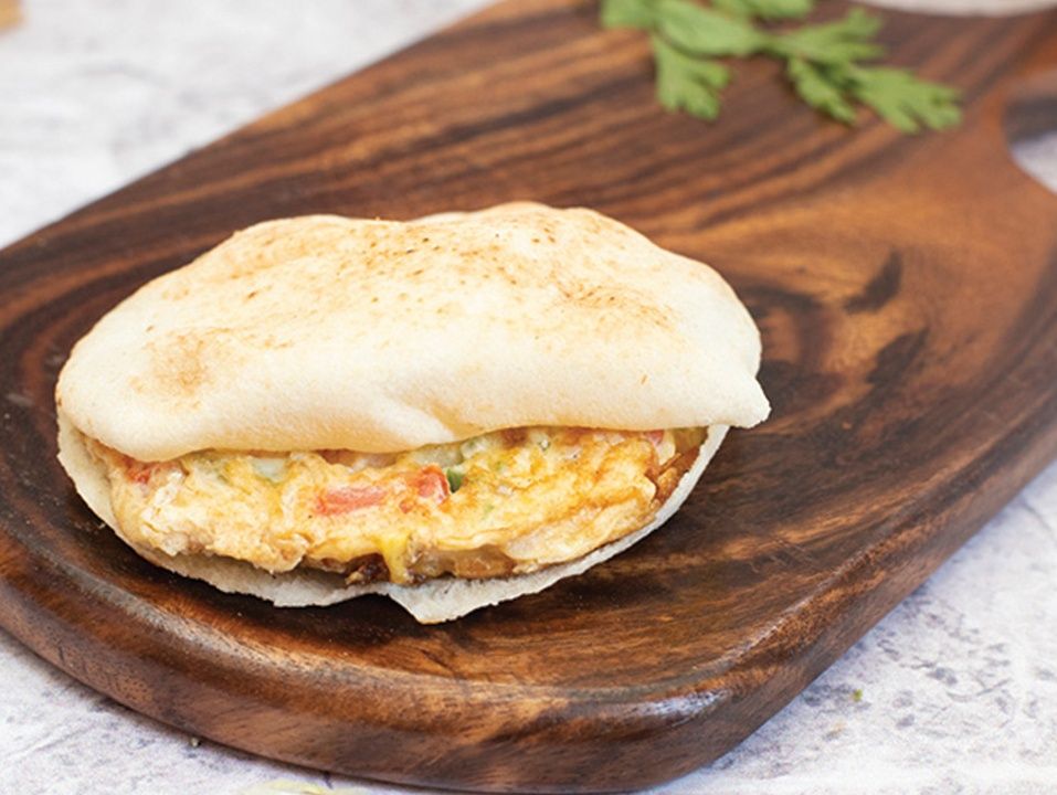 Omelette sandwich mixed cheese baladi bread