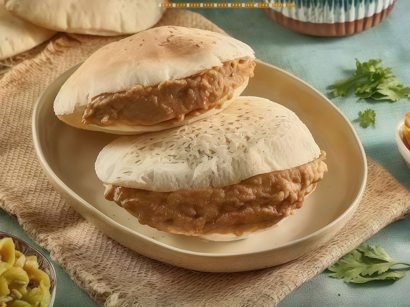 Shami Foul Sandwich with Sauce