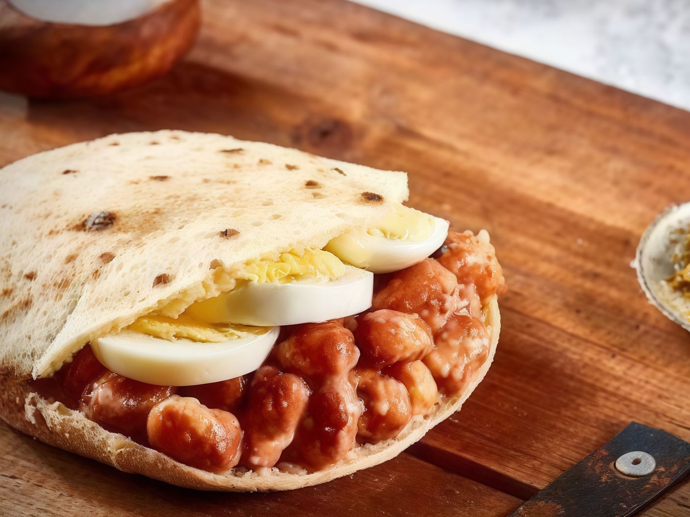 Foul with eggs sandwich