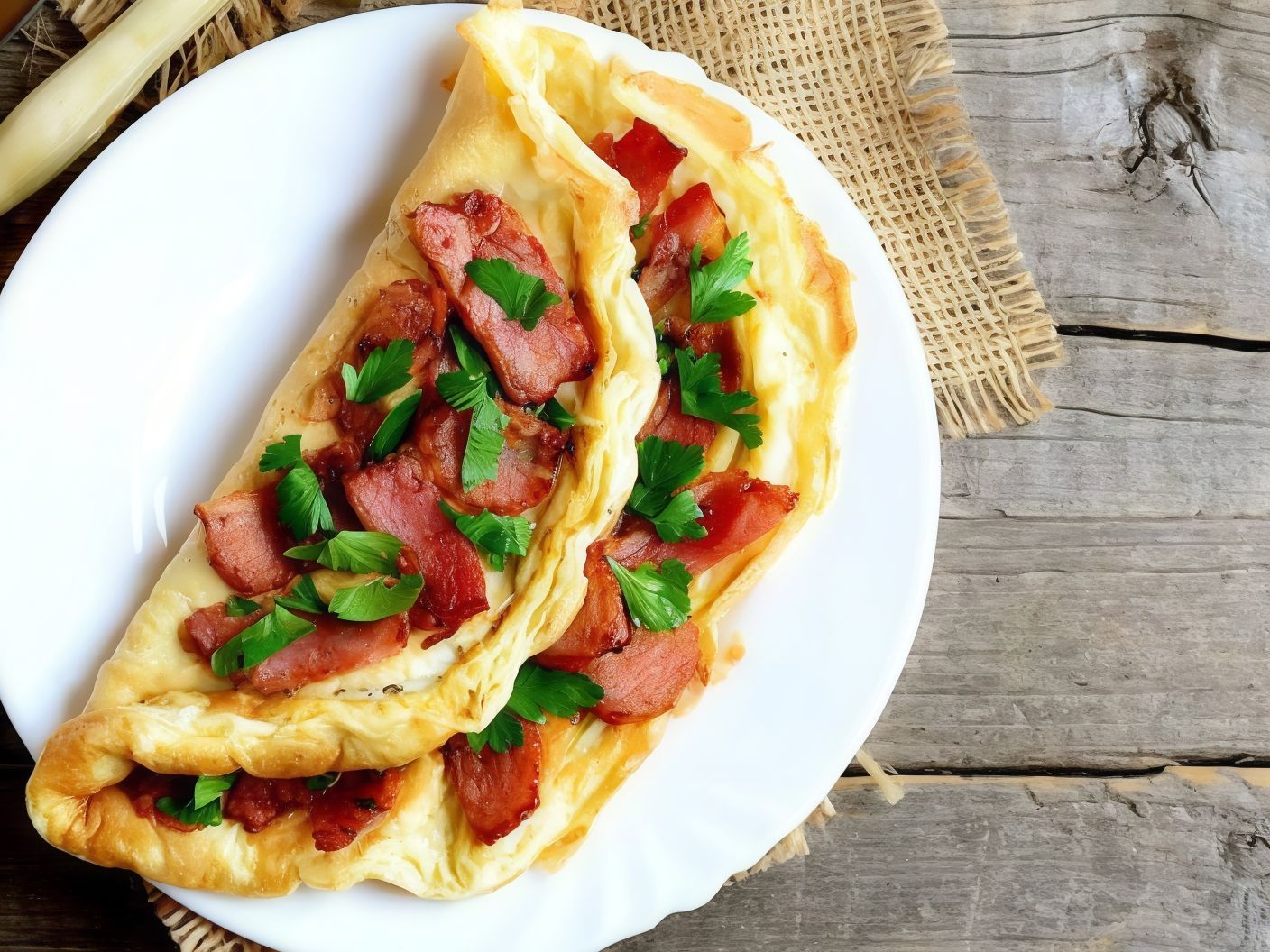 Pastrami omelette sandwich