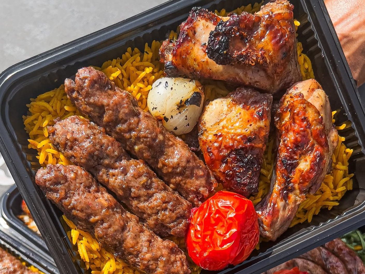 Quarter grilled chicken Shish thigh, One-eighth kofta