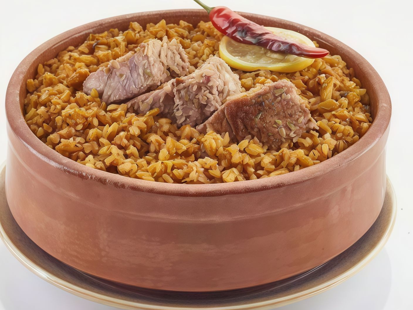 Freekeh and meat casserole