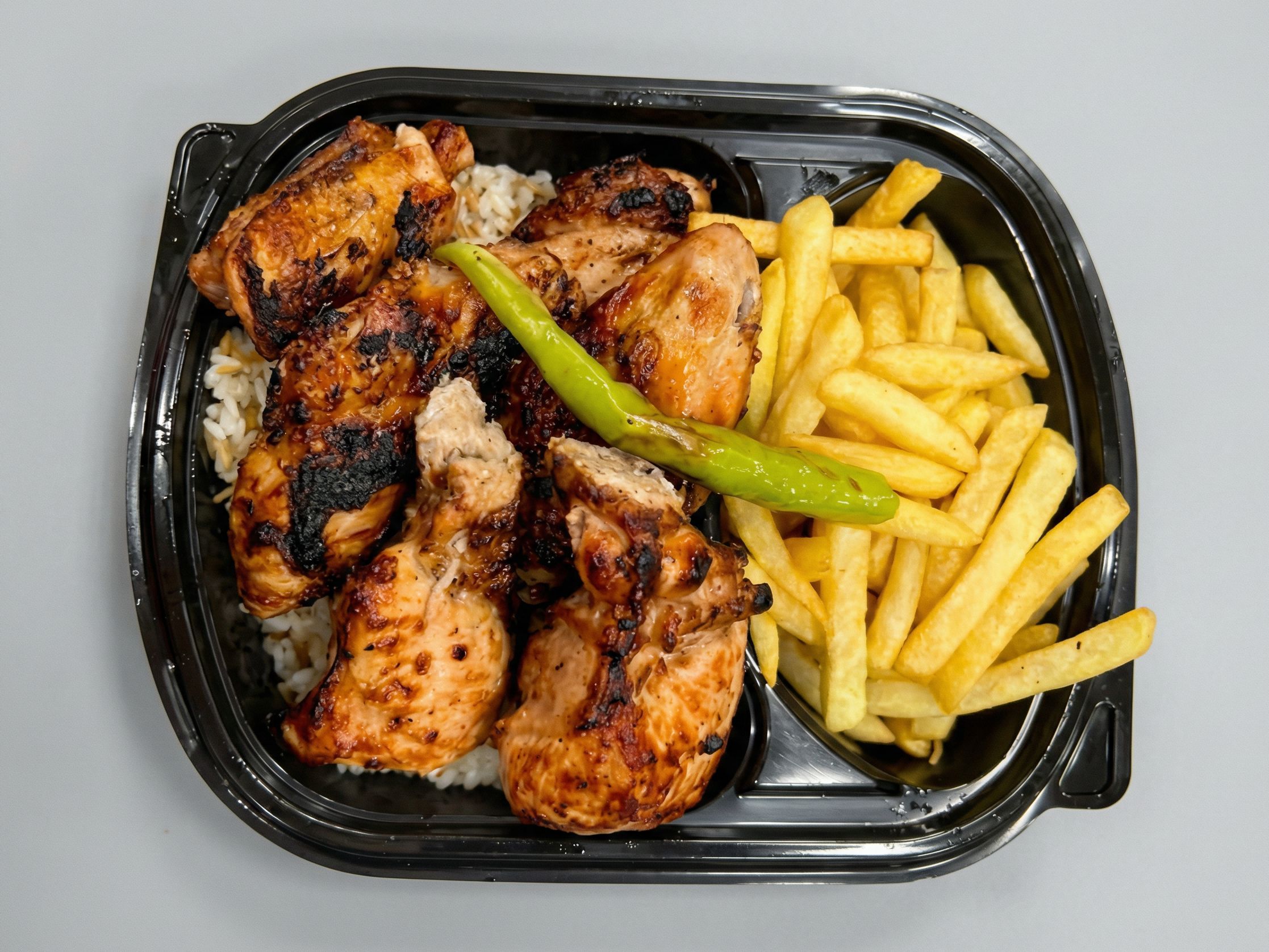 Half grilled chicken shish