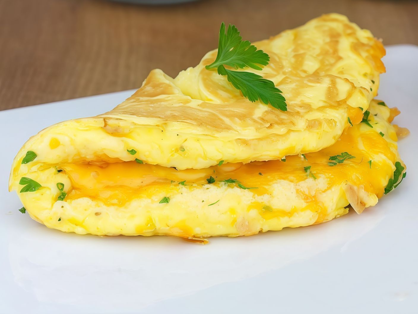 Omelette Eggs With Cheddar Cheese Plate