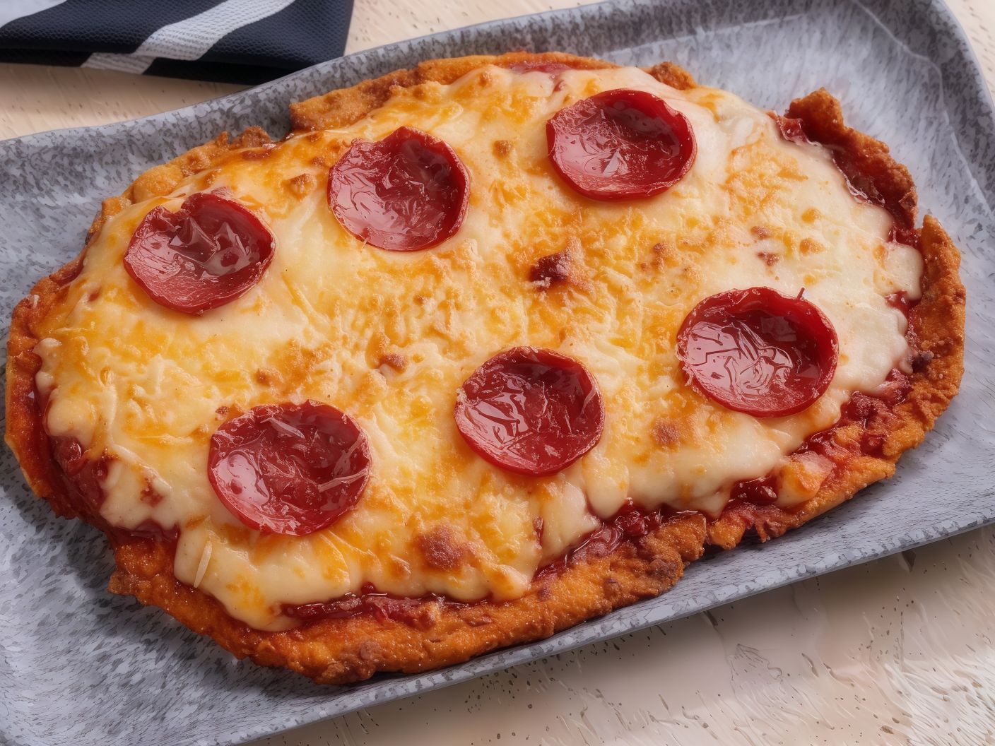 Pizza-style Schnitzel with a side dish