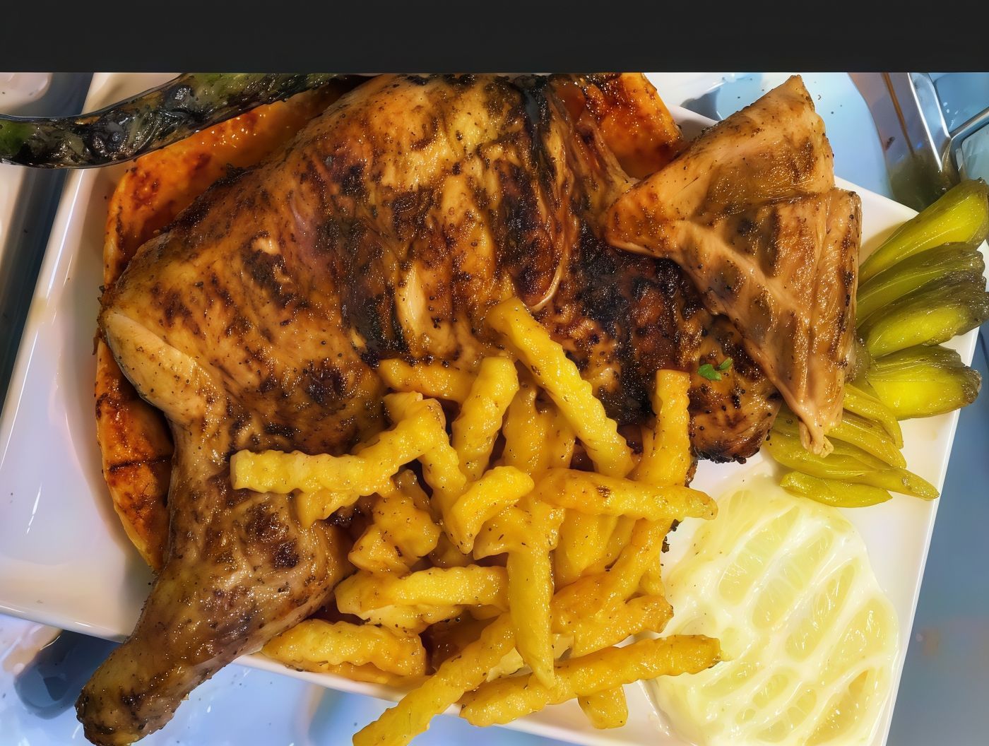 Half charcoal grilled chicken