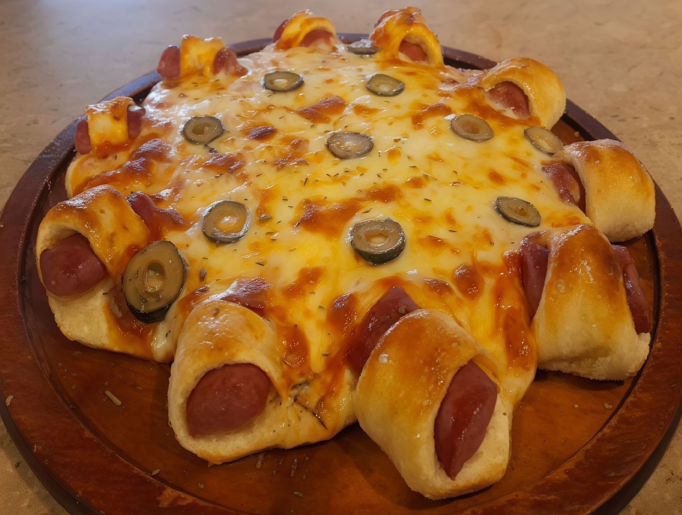 Hot Dog Corn Crust Pizza