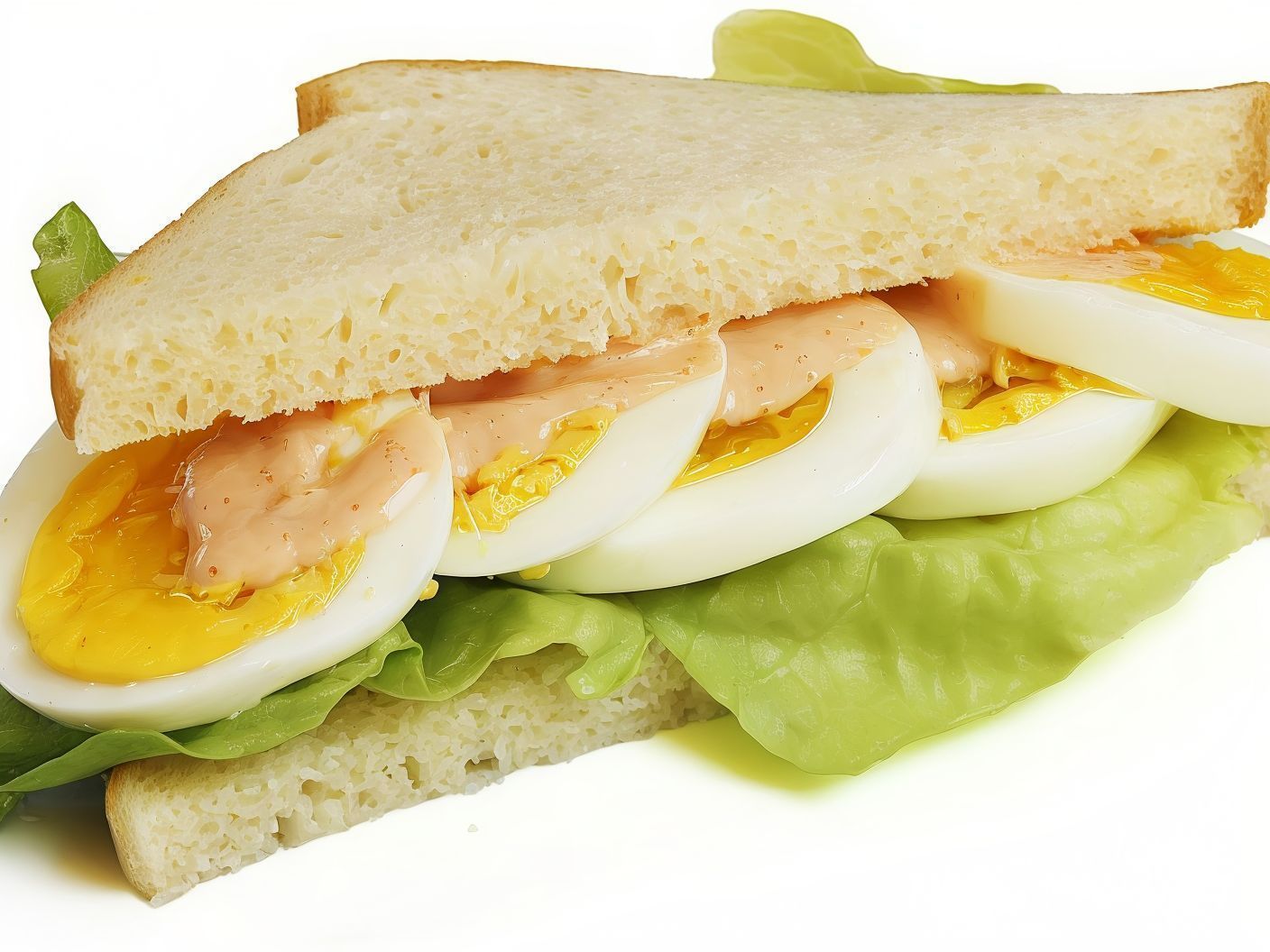 Boiled egg on cheese sandwich
