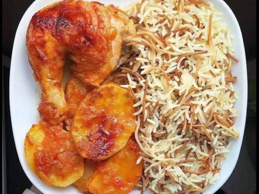 Quarter chicken meal and potatoes