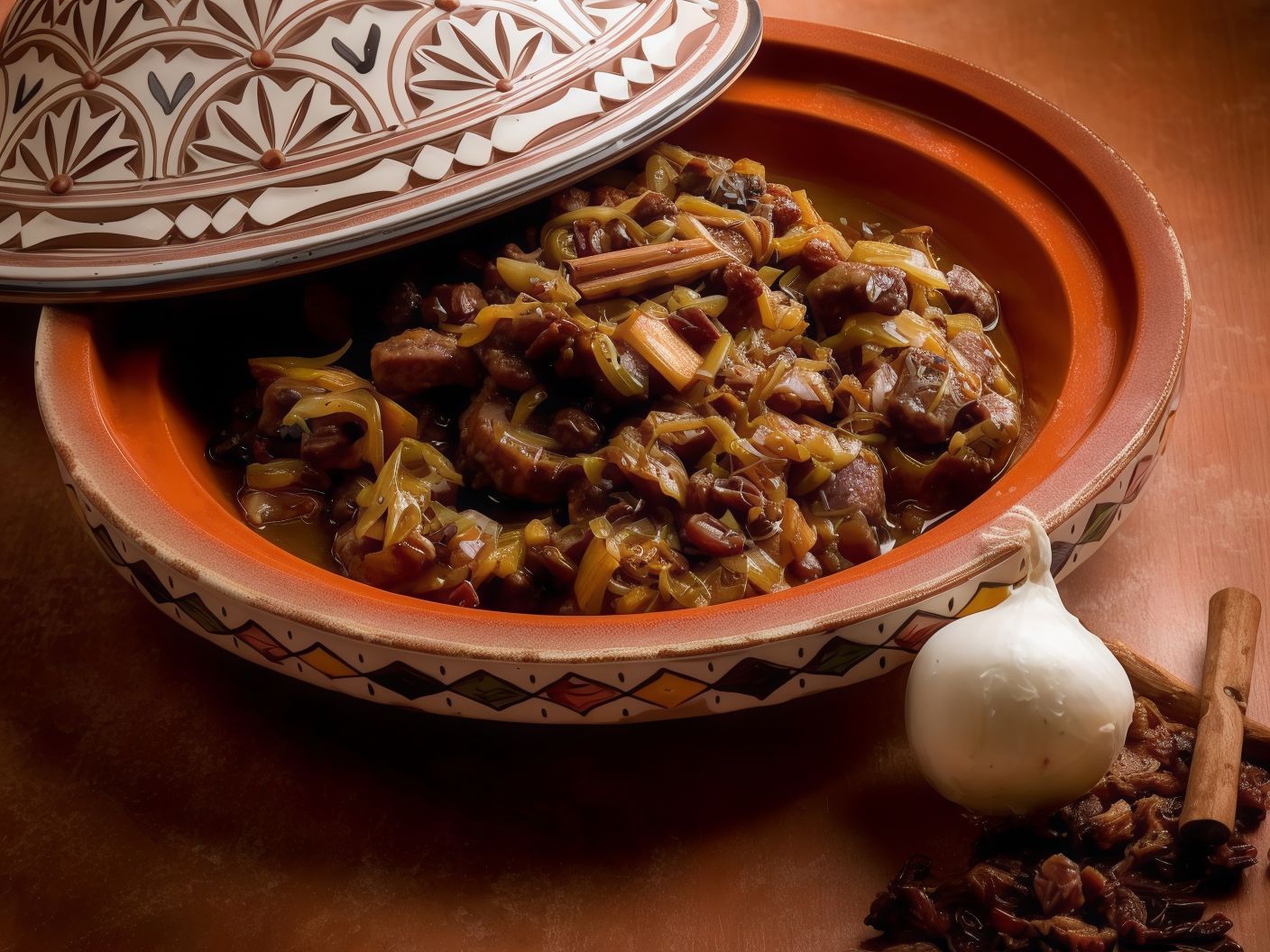 Meat casserole with onions