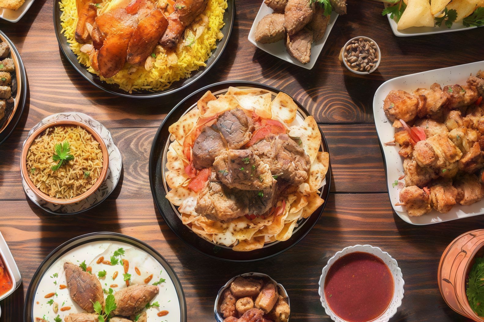 Grilled lamb fatteh plate