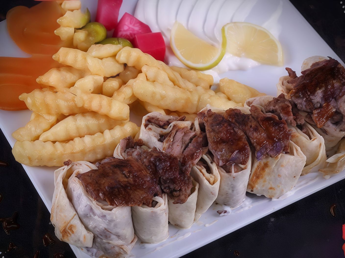 Arabic meat shawarma meal