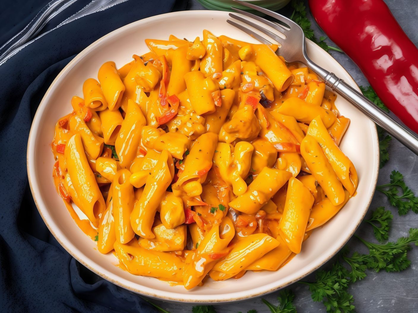 Mebkbakeh Pasta With Chicken Slices
