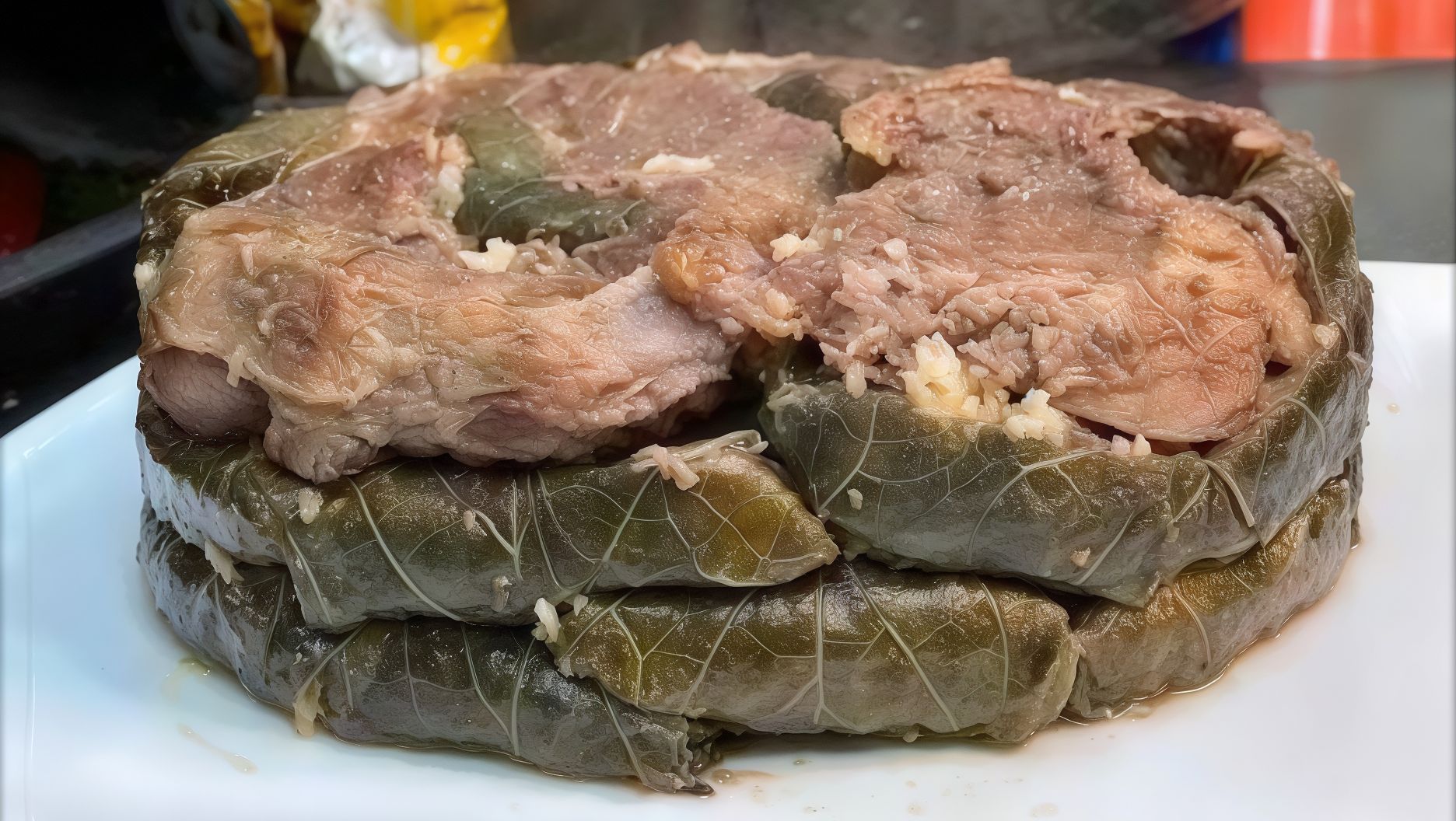 Vine Leaves With Roasted Kandouz Meat Bram