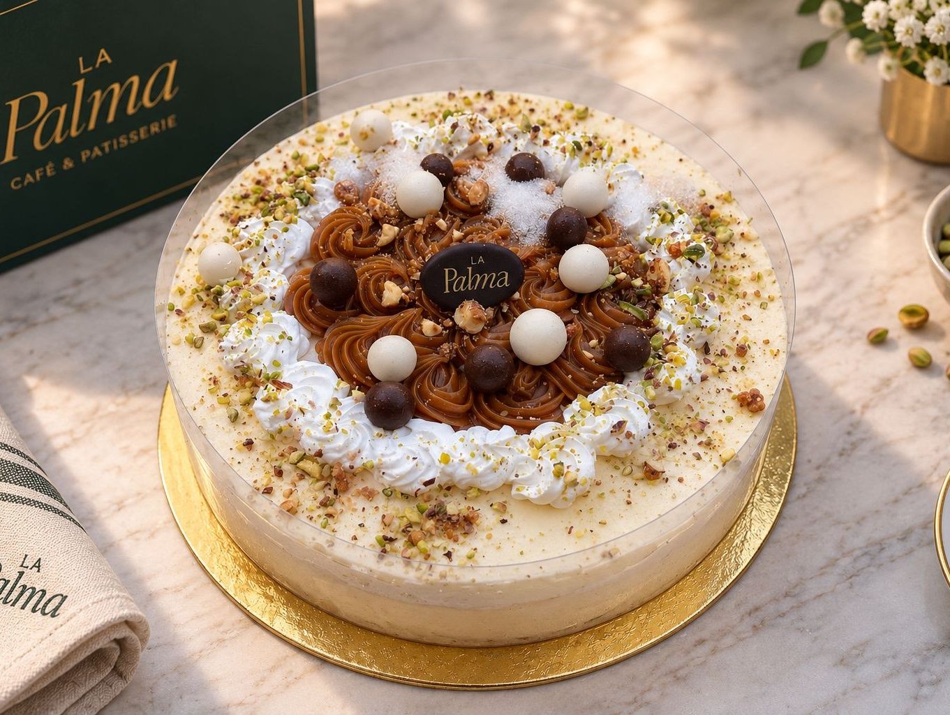 Small Vanilla Ice Cream Cake with Caramel