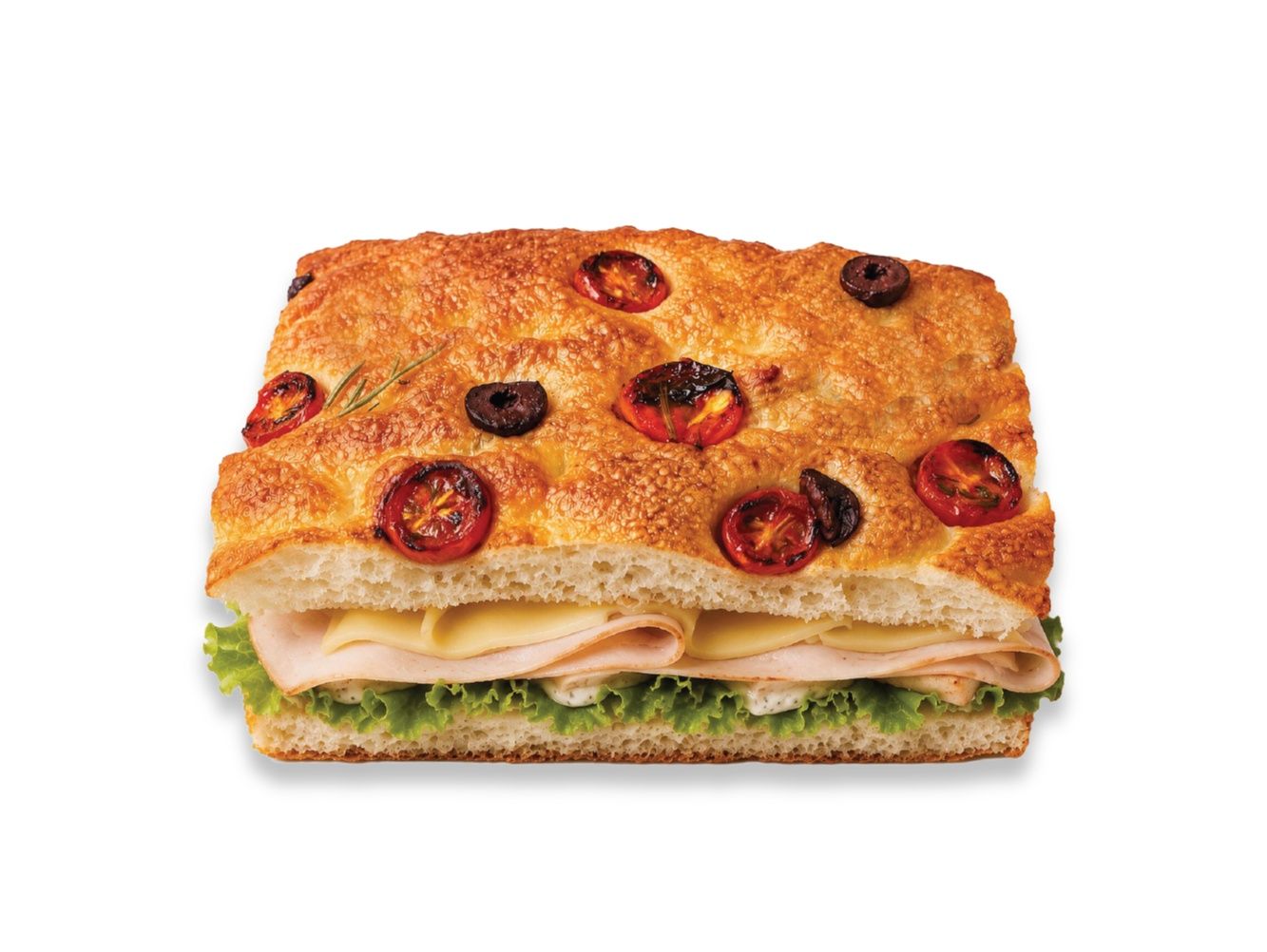 Smoked Turkey Focacca and Cheese Sandwich