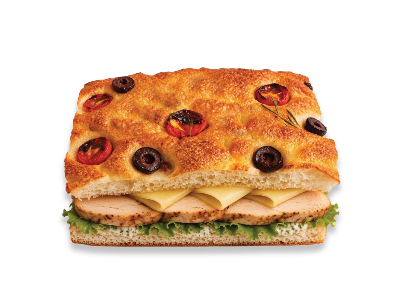 Greek Chicken And Cheddar Focaccia Sandwich
