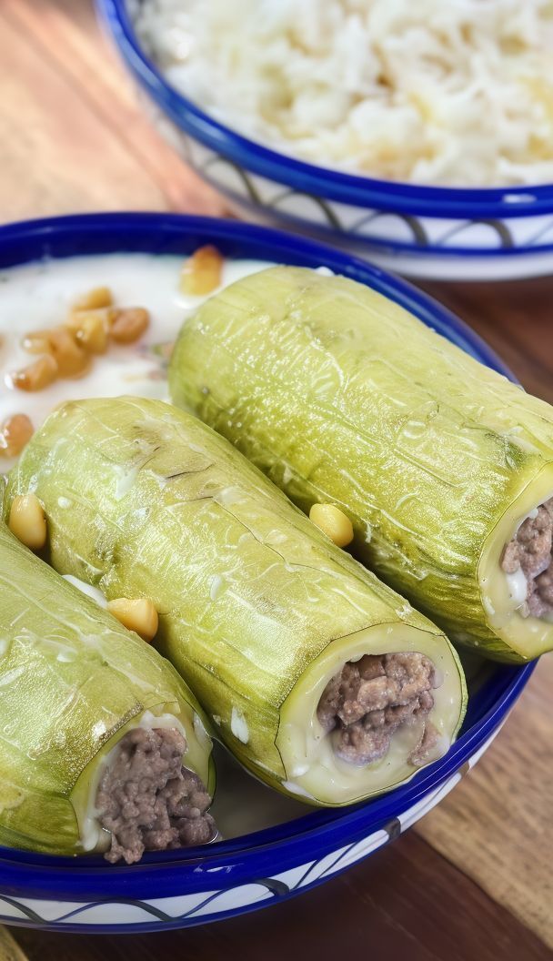 Zucchini Stuffed With Meat & Yogurt