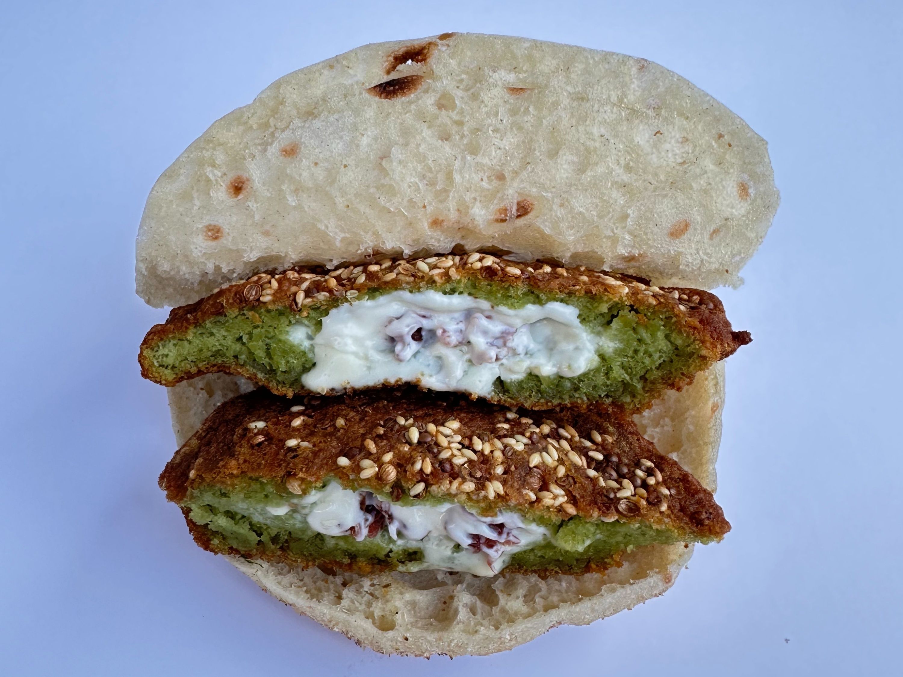 Sandwich Taamia Stuffed with Kiri Cheese ad Pastrami