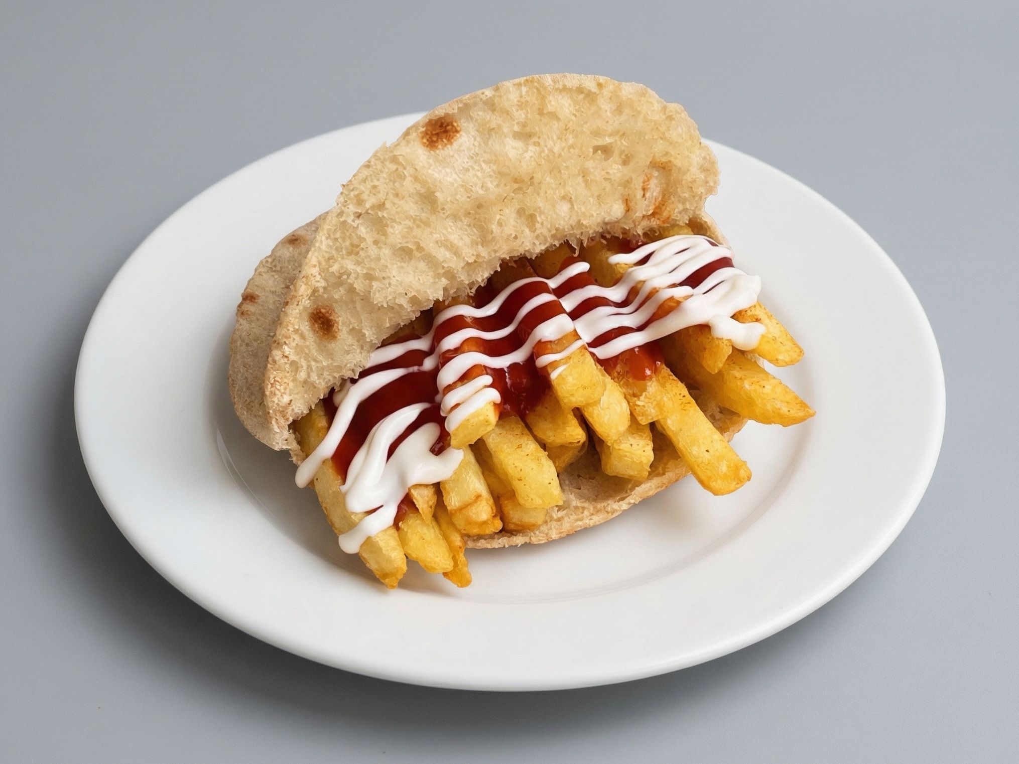 Fries ketchup and mayonnaise