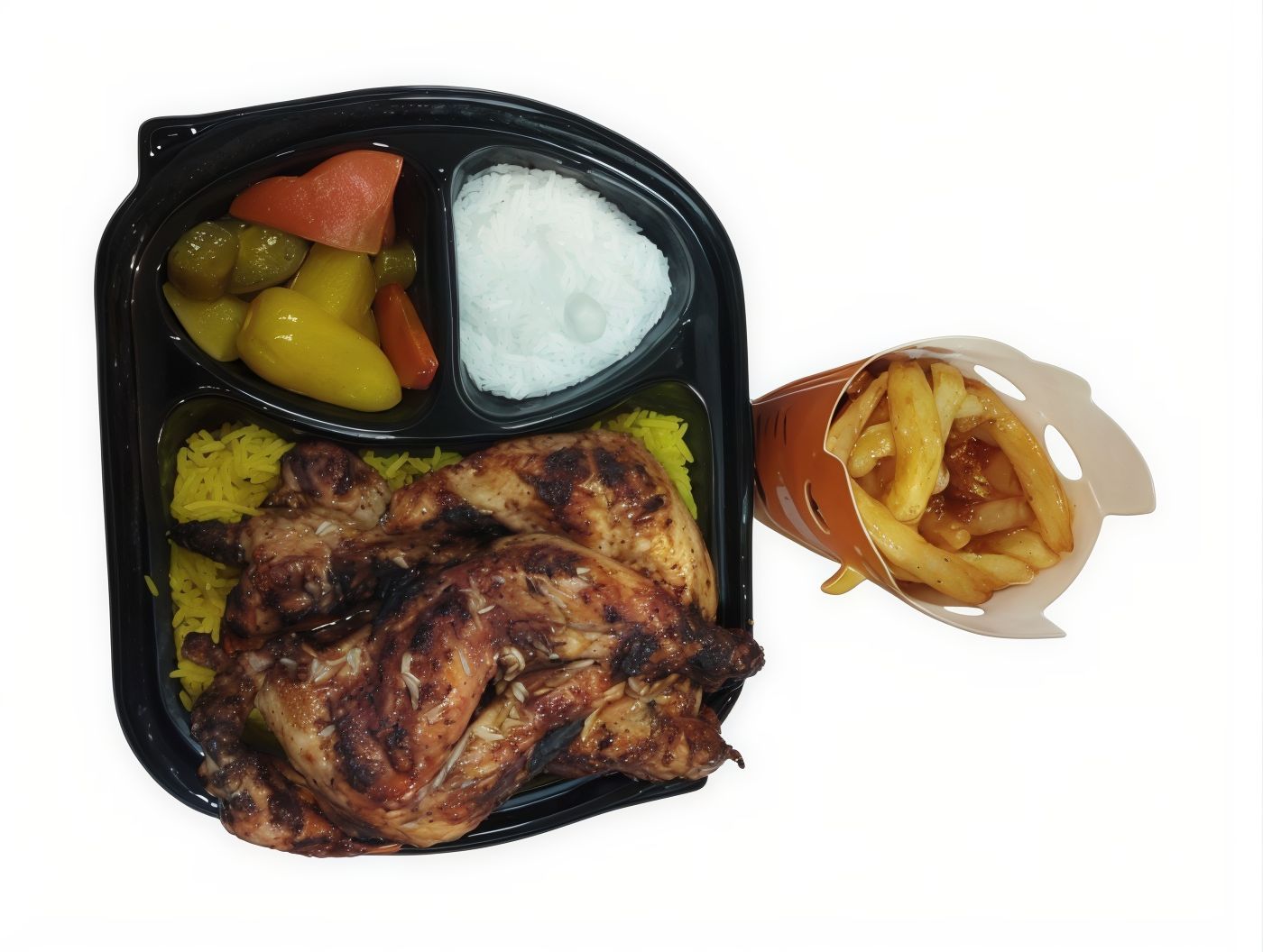 Half Charcoaled Chicken With Basmati Rice