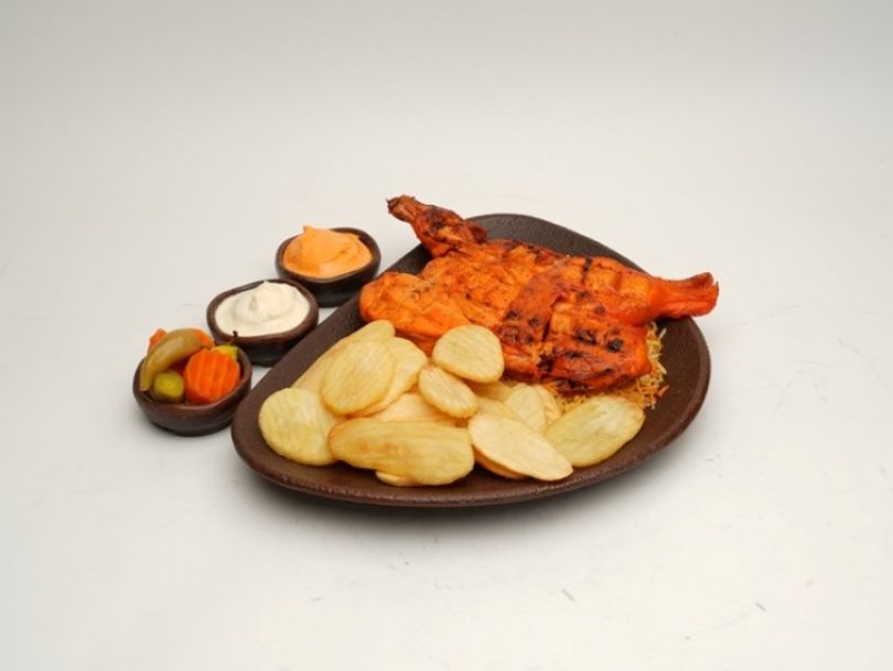 Half Tandoori Chicken on Charcoal with Rice